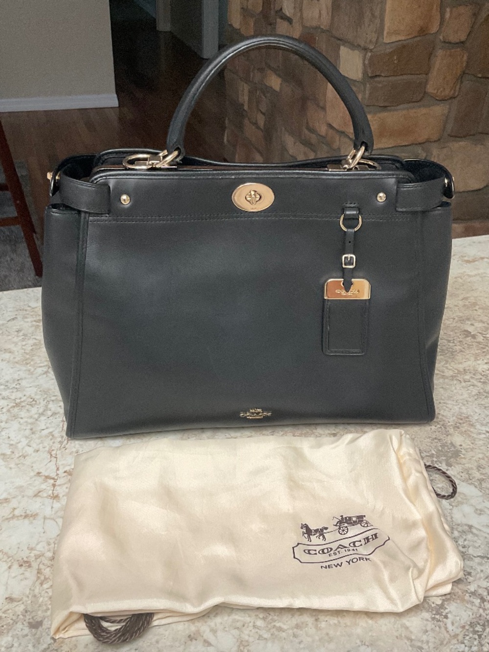 Coach large Gramercy Satchel  Double sided turn lock bag, no crossbody strap.